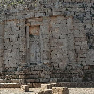 Engaged columns and a carved false door on the base of the Royal Mausoleum of Mauretania