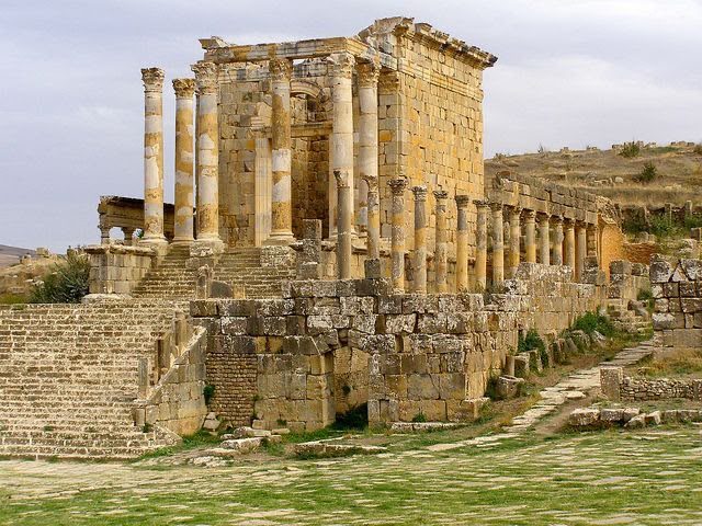 The Septimian Temple on its high podium and stairway at Djémila