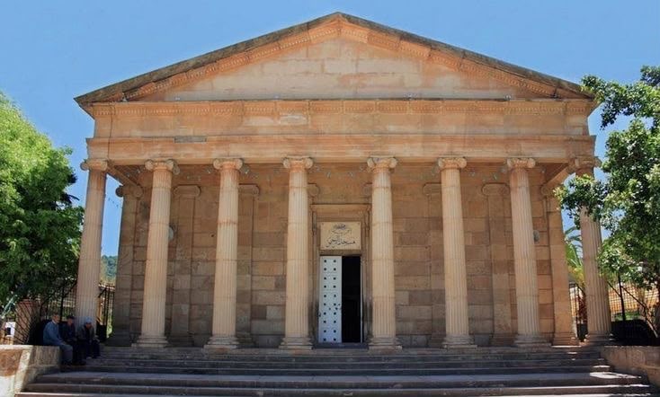 The temple-fronted façade of the archaeological museum at Cherchell